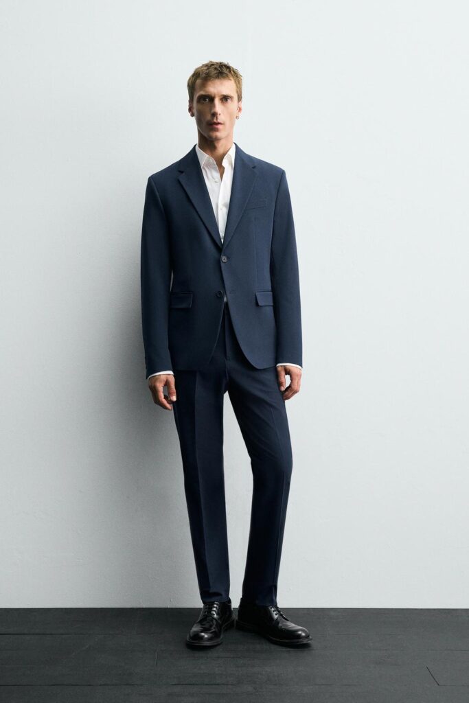 Model wearing zara Comfort Suit jacket