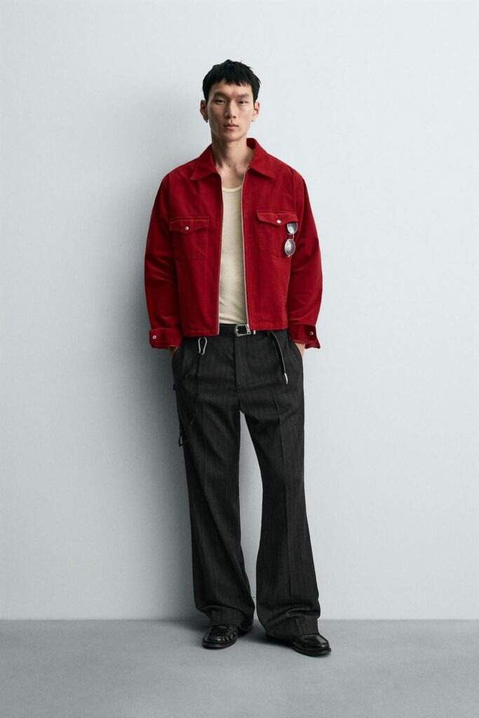 Men wearing red overshirt