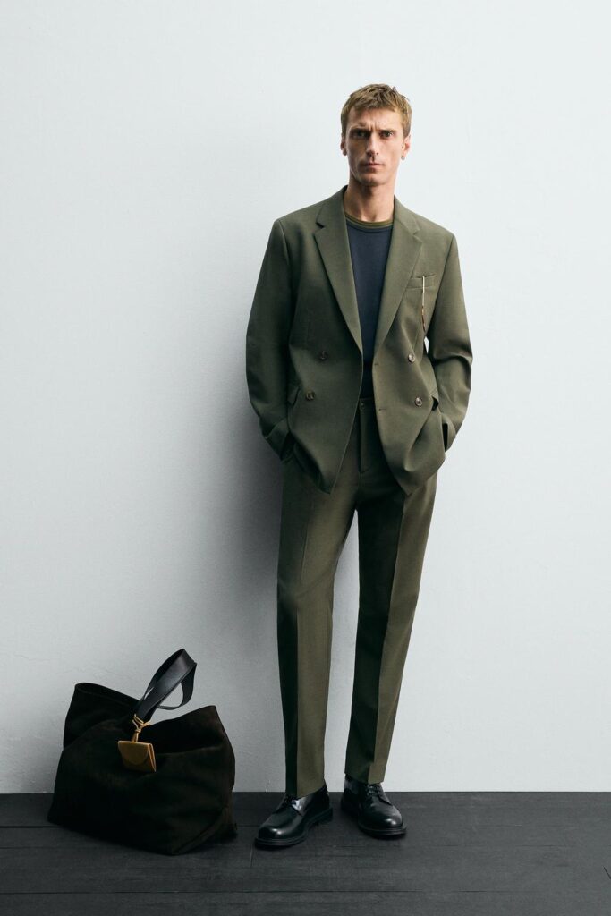 Men wearing zara Wool Double Breasted Suit Blazer