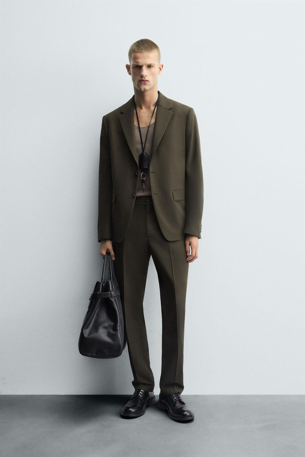 Man wearing Zara slim fit suit pants with matching Naples pants for Grandparents Day | Briondi
