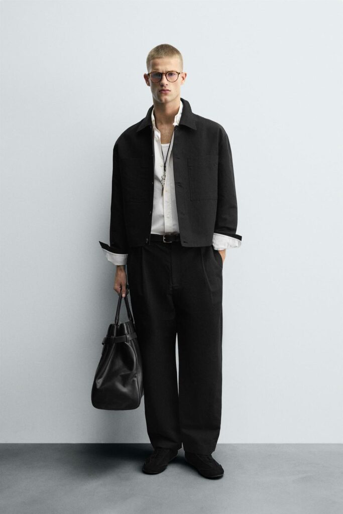 Men wearing a black overshirt