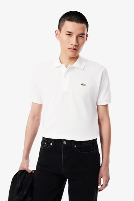 White man wearing a Lacoste Classic fit original Polo with black denim for Grandparents Day | Briondi