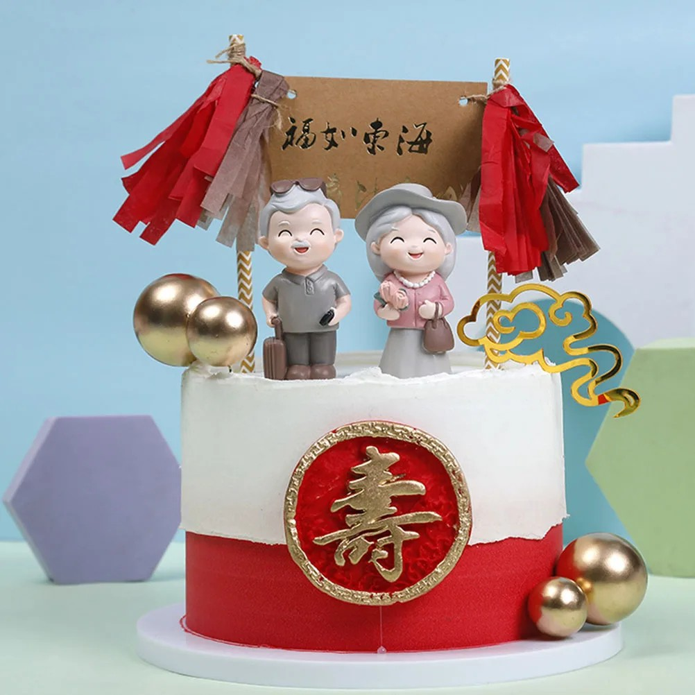 Grandparents Resin Elderly Couple Figurenes Gift for Grandparents Day 