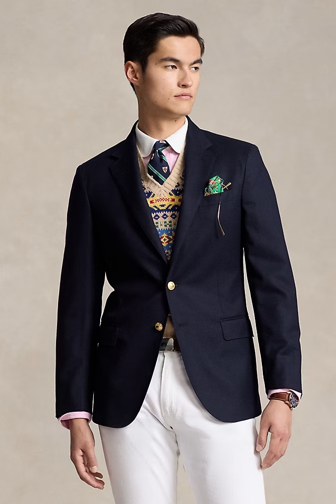 Men wearing a Ralph Louren Iconic Doeskin Blazer for Grandparents Day | the best Blazer for a grandfather | Briondi