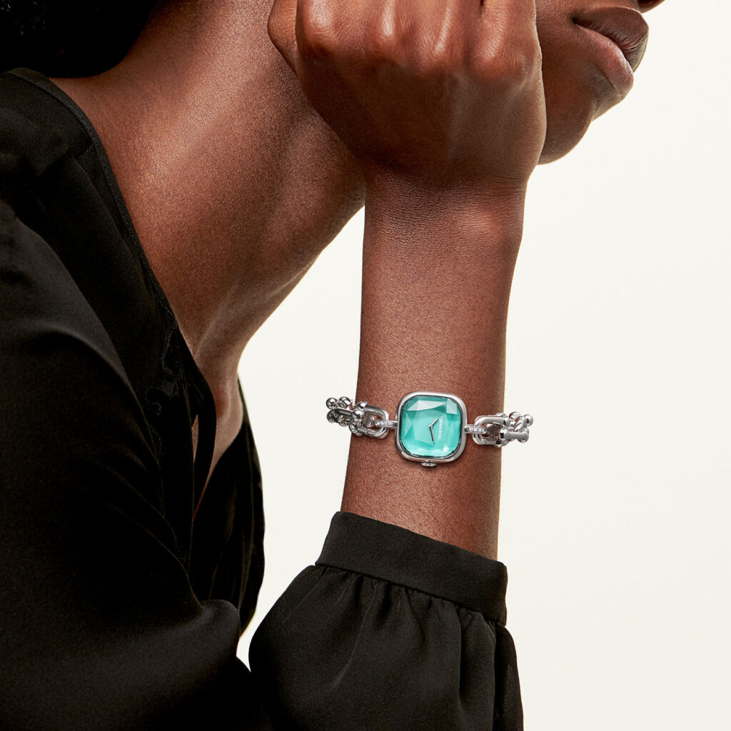 Women Wearing Tiffany & Co HardWear Silver Watch