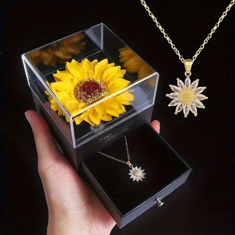 Sunflower Necklace gift Box for Grandmother