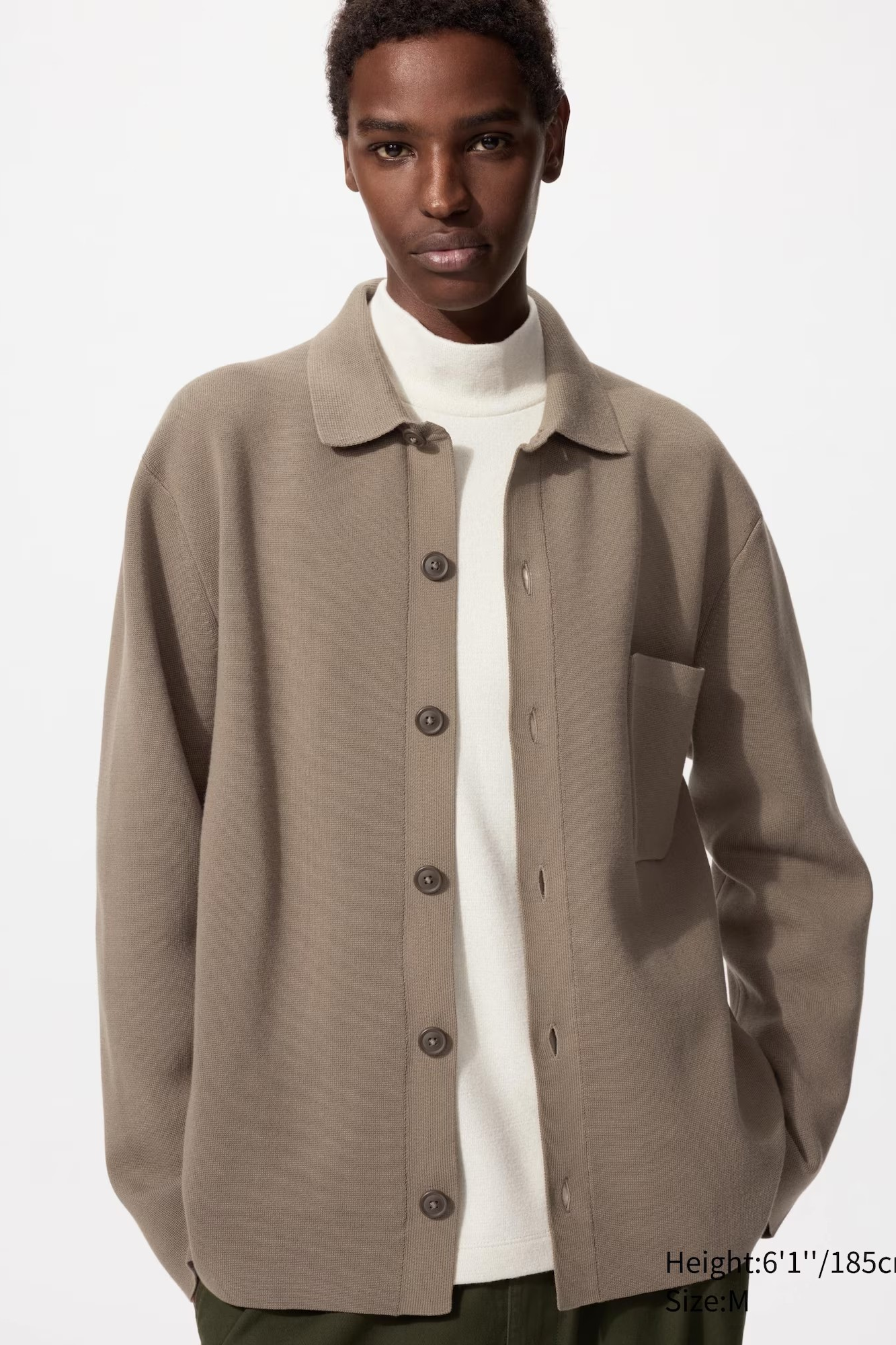 Men wearing a Uniqlo Milano ribbed shirt collar cardigan for Grandparents Day 2025 | Briondi