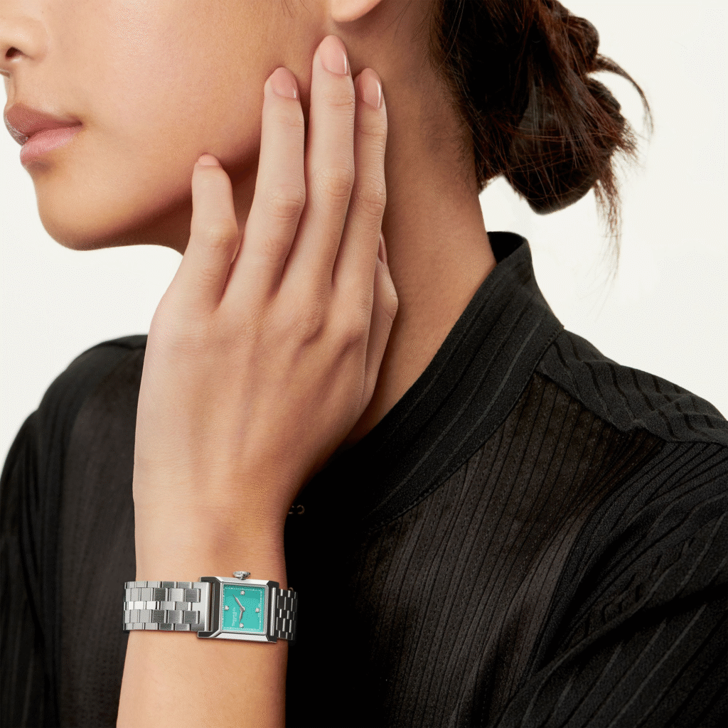Women Wearing a close-range Tiffany & Co Union Square Watch in close Range
